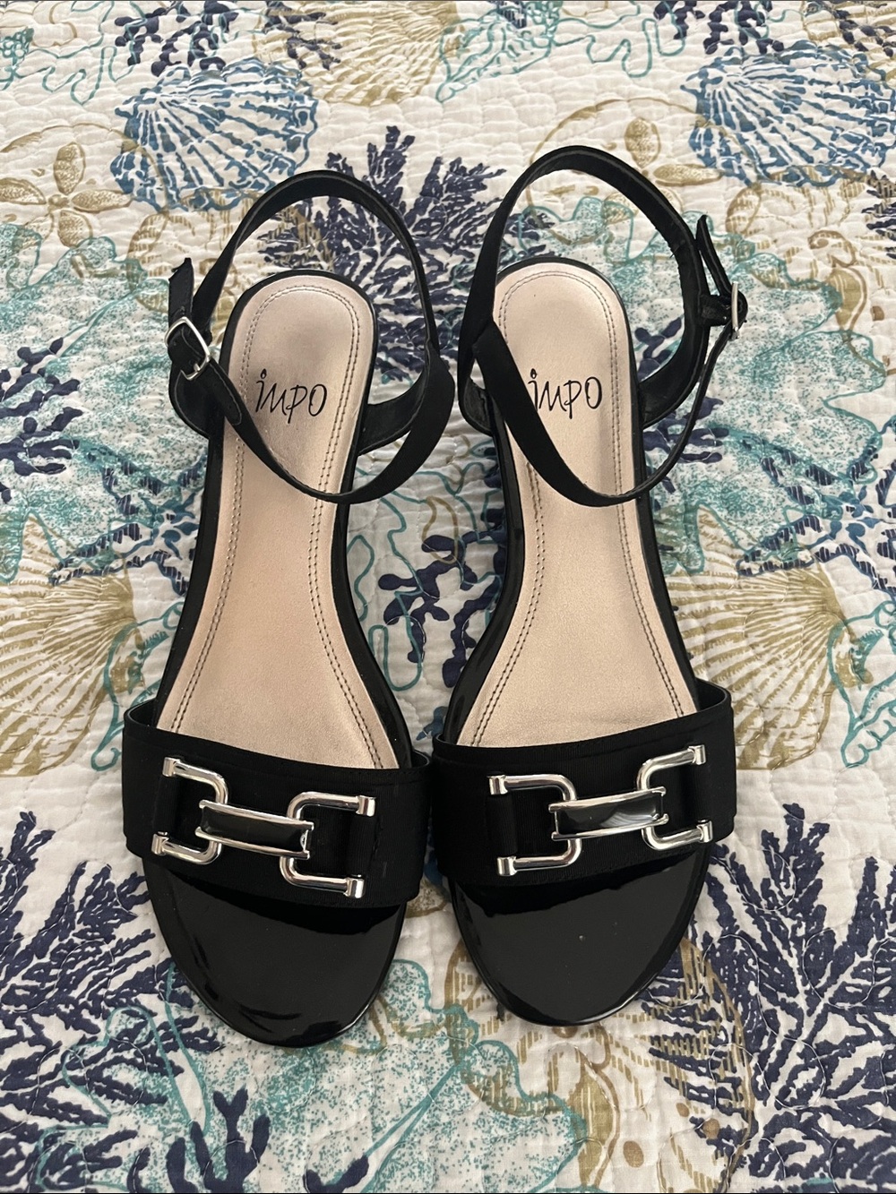 Impo Black Wedge Sandals Size 8M